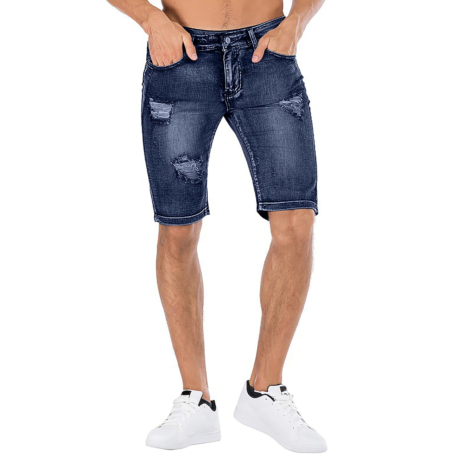 Ripped Distressed Denim Jeans for Men - High Waist Retro Stretch Skinny Jeans | Summer Fashion Pants | Perfect for Casual Wear, Street Style & Night Out