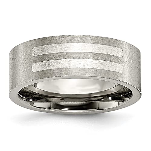 ICE CARATS 8mm Titanium 925 Sterling Silver Inlay Wedding Band Ring - Premium Fine Jewelry for Women, Anniversary & Engagement Gift (Perfect for Bridal, Proposal & Special Occasions)
