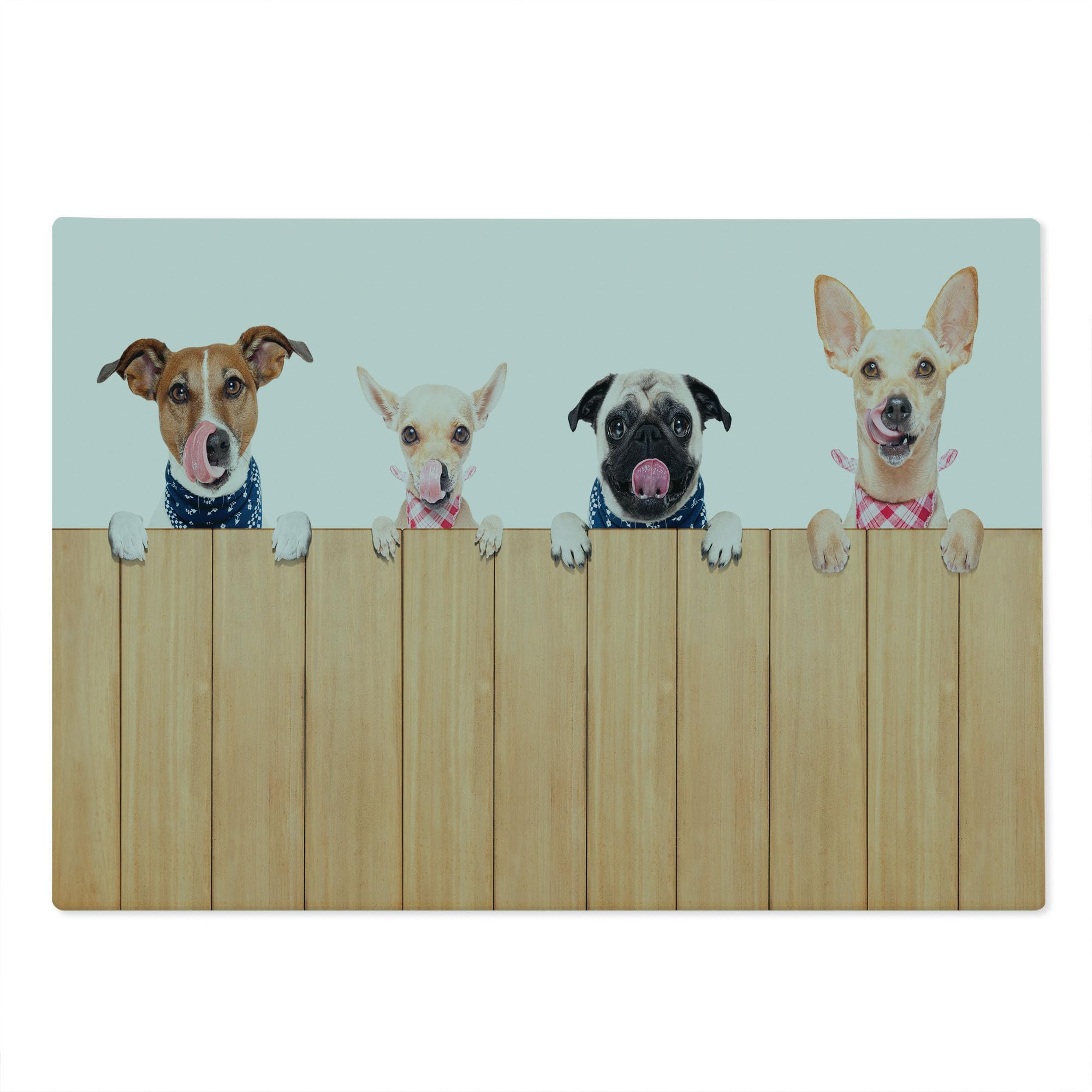 Lunarable Dog Lover Cutting Board - Large Tempered Glass Serving Board with Playful Hungry Dogs Design (Sand Brown/White) - Perfect for Kitchen Decor, Cheese Platters & Pet Lover Gifts