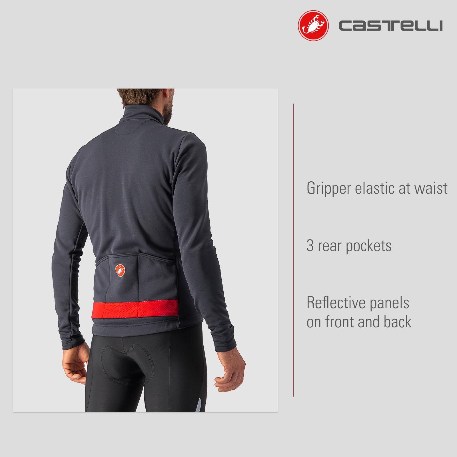 Castelli Men's Puro 3 Jersey FZ - Fleece Insulated Long Sleeve Cycling Jacket with High Collar & Full Zip for Road & Gravel Biking | Cold Weather Training & Outdoor Riding Gear