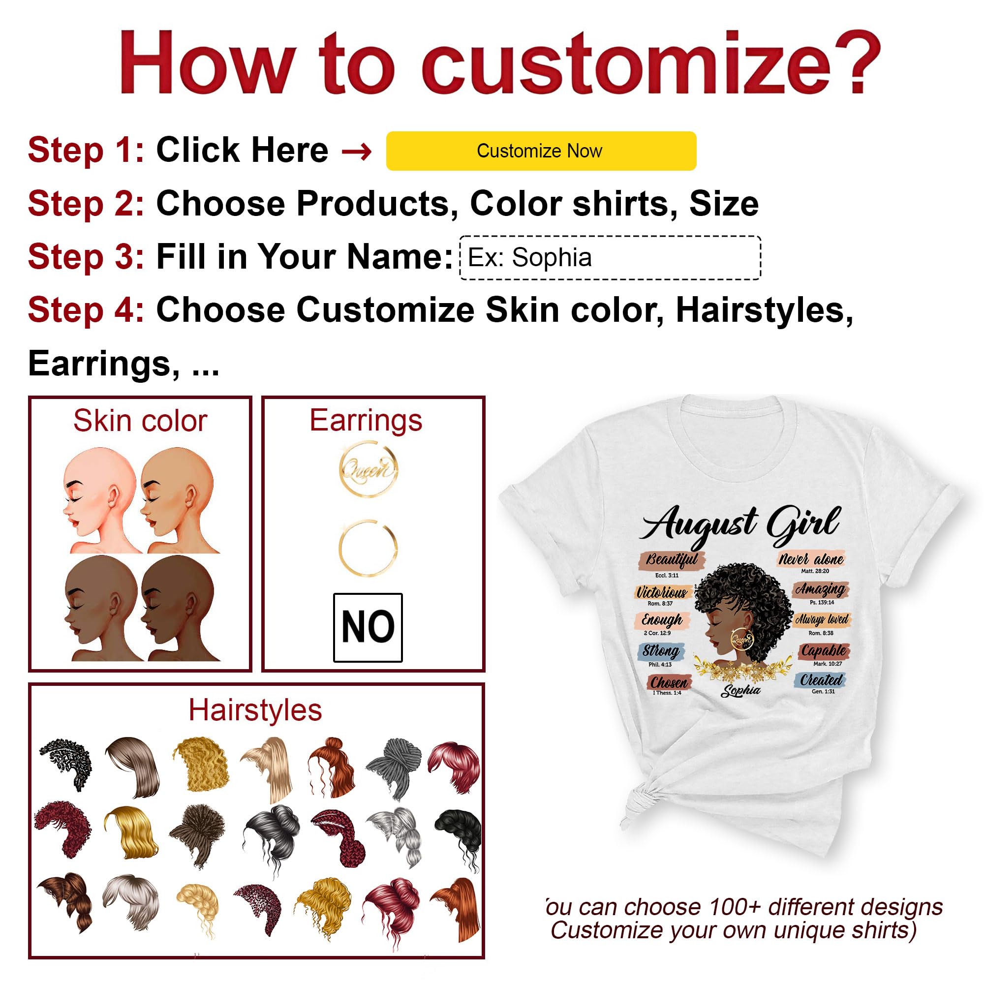 Custom August Birthday Shirts for Women - Personalized with Name & Photo - Queen Born in August Tee - Perfect August Birthday Gift for Parties & Celebrations