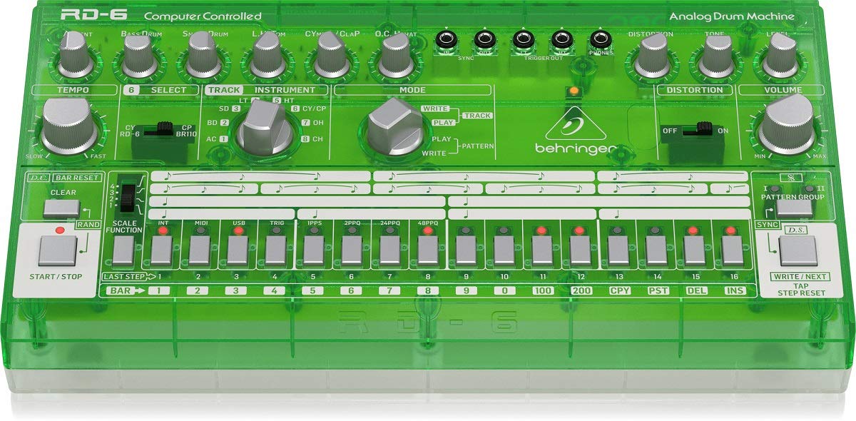 Behringer RD-6-LM Analog Drum Machine - Lime Translucent | Professional Electronic Music Production Tool for DJs & Producers | Perfect for Live Performances & Studio Recording