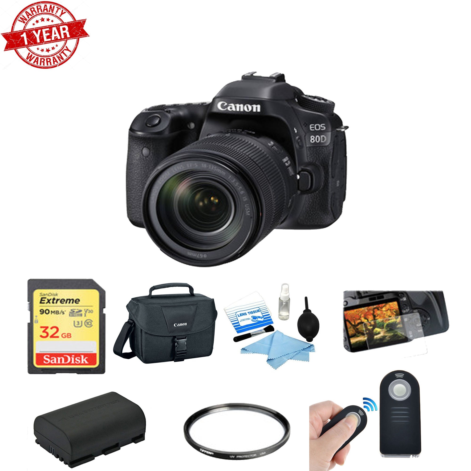 Canon EOS 80D DSLR Camera with 18-135mm Lens Kit - Professional Photography for Travel, Portraits & Vlogging