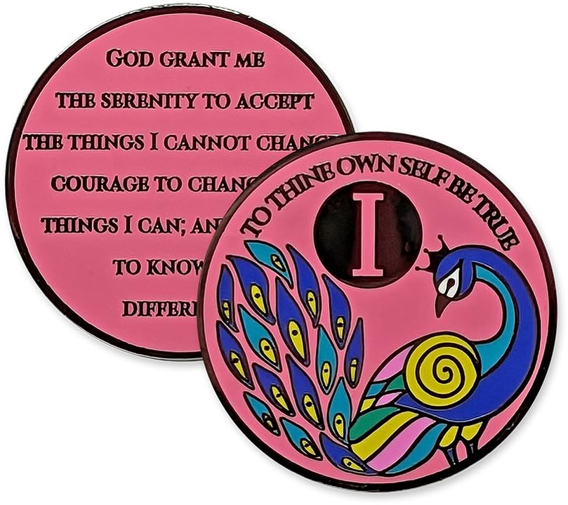 1 to 60 Years AA Peacock Recovery Medallion Coin in Gift Box - Perfect for AA Anniversary Gifts, Sobriety Milestones & 12-Step Program Celebrations