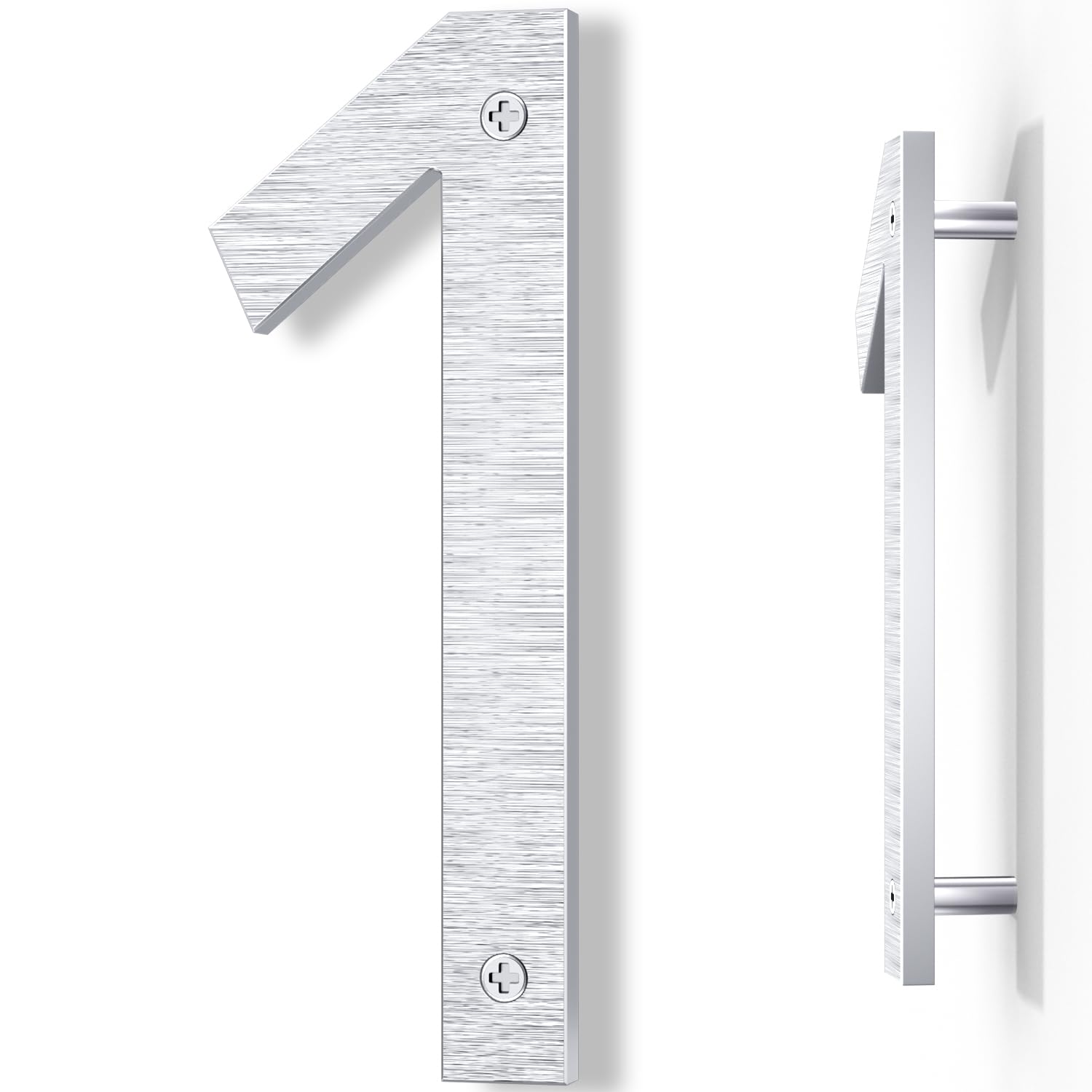 8 Inch Modern Floating Silver Aluminum House Numbers - Large Outdoor Address Plaque for Front Door, Brick Wall, Mailbox (Weatherproof, Easy Installation) - Perfect for Home, Office, Apartment & Business Exteriors