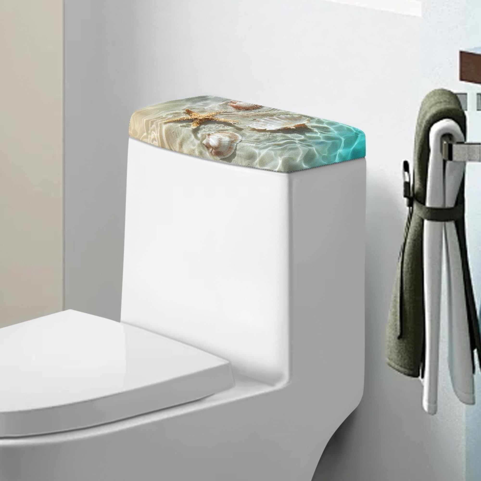 Waterproof Starfish Shell Toilet Tank Cover - Decorative Bathroom Accessory for Home & Indoor Decor - Perfect for Beach-Themed Bathrooms and Coastal Home Decor