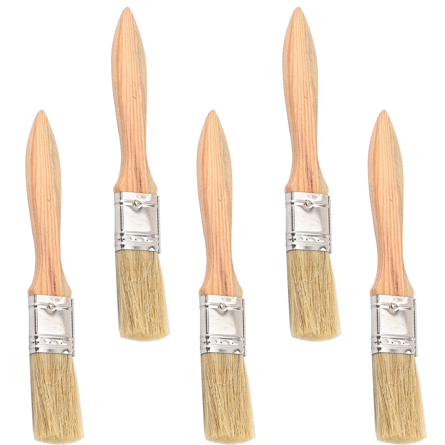 Utoolmart 5-Piece Paint Brush Set - 175mm Length Natural Pig Hair Bristles with Treated Wood Handle - Professional Wall, Trim & Furniture Painting Brushes - Ideal for Home DIY Projects, Interior Painting & Craft Work