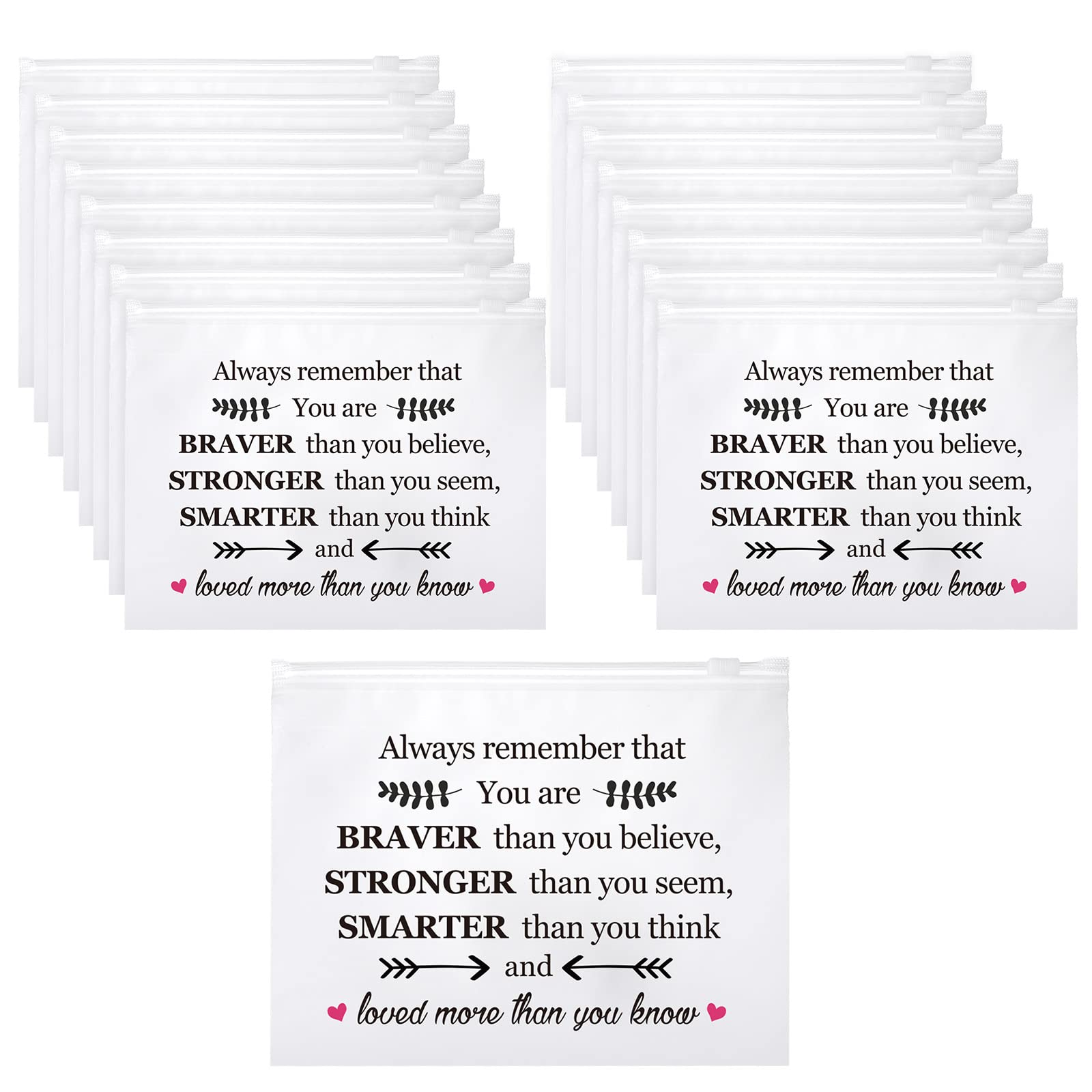 50 Pcs Inspirational Cosmetic Bags for Women - You Are Braver EVA Makeup Bags with Zipper - Bulk Encouragement Gifts for Birthday, Graduation, Christian Easter - Perfect for Travel, Daily Use & Gift Giving