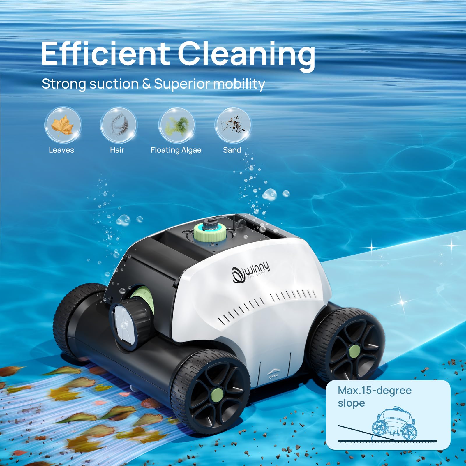 Best Cordless Robotic Pool Vacuum for Above Ground Pools - Powerful Suction, 130min Runtime, 6600mAh Battery - Ideal for Flat Pools Up to 1300 Sq.ft - Perfect for Weekly Cleaning & Maintenance of Small to Medium Pools
