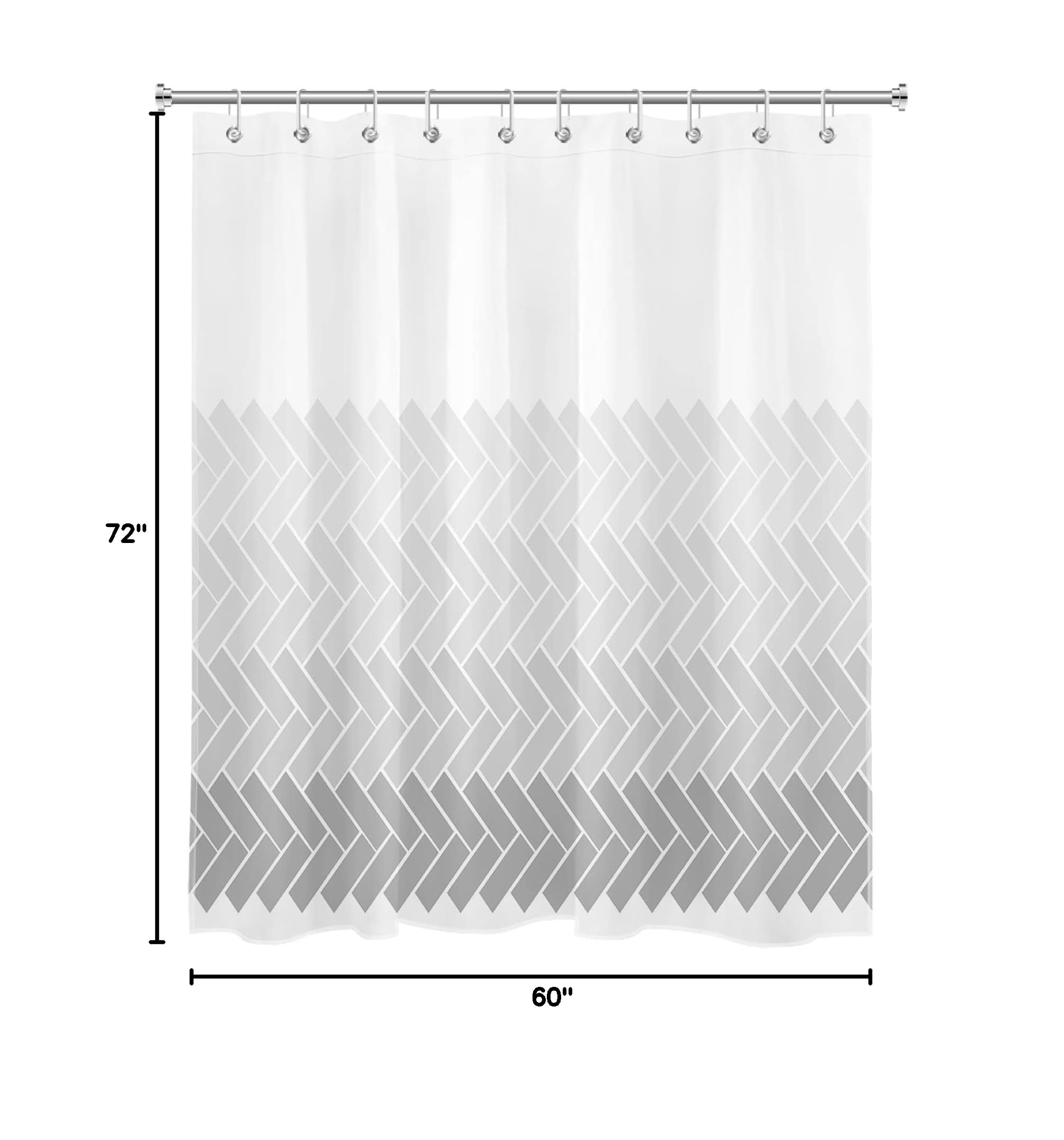 HVEST Minimalist Grey and White Wave Stripes Shower Curtain - Modern Bathroom Decor Polyester Fabric with Hooks 60x72 Inches - Perfect for Coastal, Boho or Contemporary Bathroom Styles