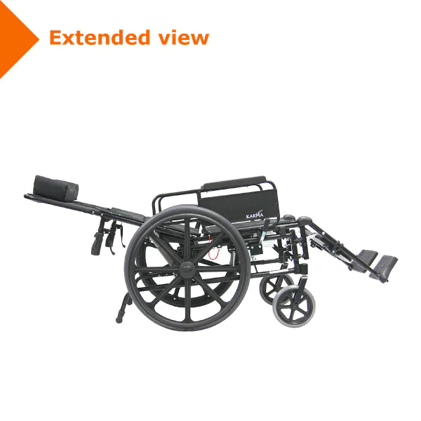Karma KM 5000 Reclining Transport Wheelchair - Lightweight Folding Wheelchair for Seniors & Disabled - Comfortable Medical Transport Chair for Travel, Doctor Visits & Home Use