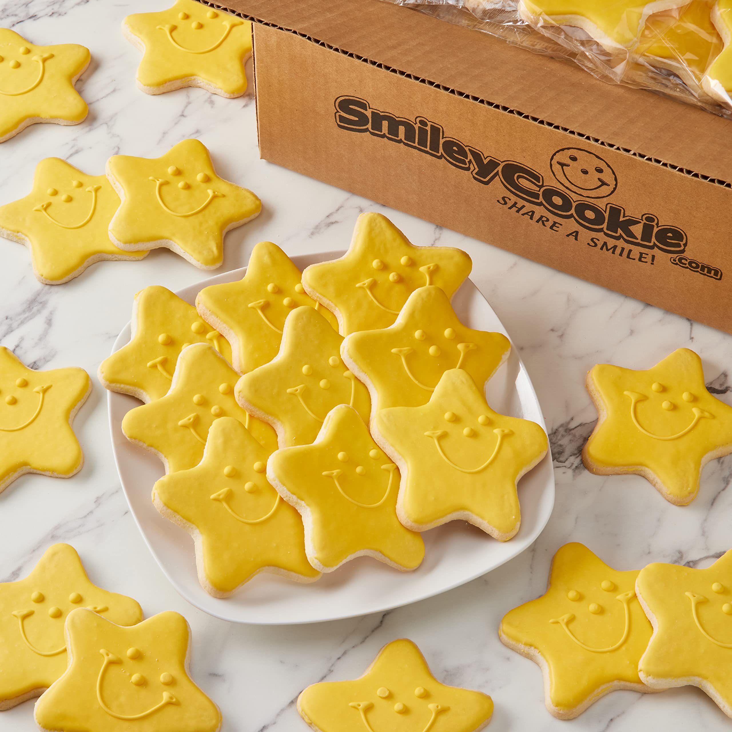 50-Pack Nut-Free Gold Star Smiley® Cookies - Perfect for School Snacks, Birthday Parties & Allergy-Friendly Treats