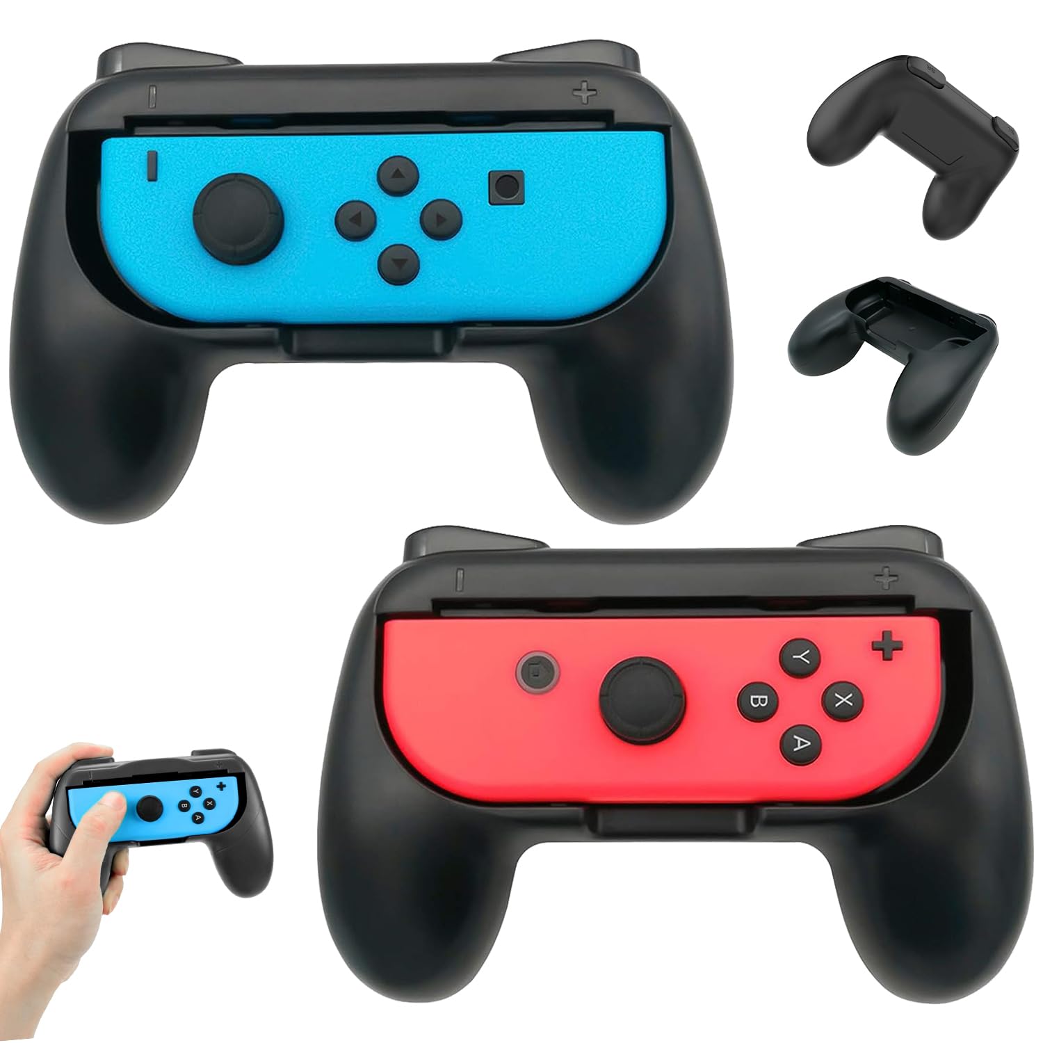 2 Pack Switch Controller Grip Holder - Black Ergonomic Handles for Nintendo Switch Joy-Con - Protective Cover Accessories for Enhanced Gaming Comfort - Compatible with Switch Lite & OLED    **Perfect for Long Gaming Sessions, Travel, and Protecting Your Joy-Cons from Drops & Scratches**