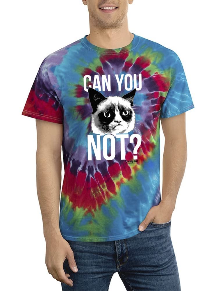 Grumpy Cat Tie-Dye Spiral T-Shirt - Funny Sarcastic Graphic Tee for Cat Lovers - Perfect for Casual Wear, Gifts & Meme Enthusiasts