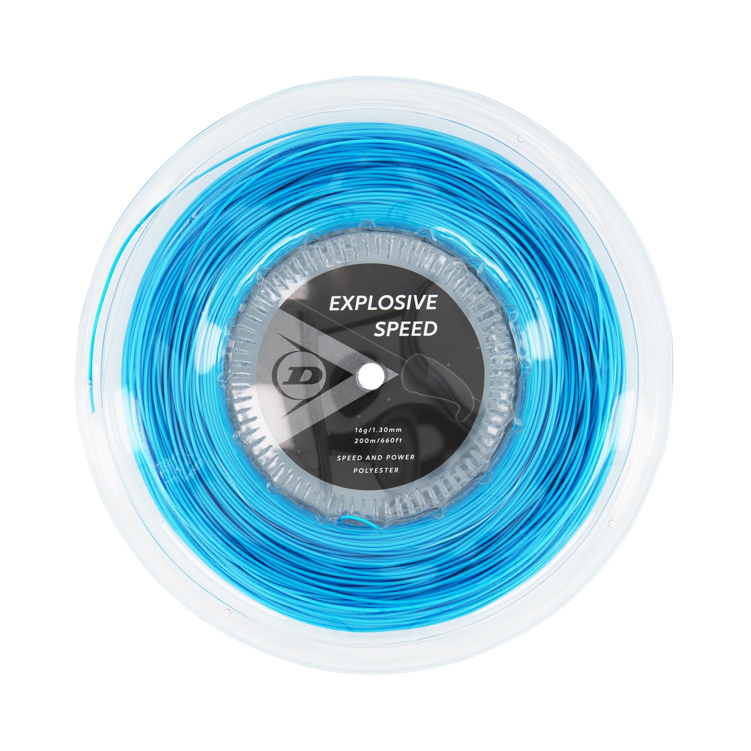 Dunlop Explosive Speed 16/1.30 Tennis String Reel - Blue Polyester String for Power & Control | Perfect for Competitive Players & Stringing Professionals
