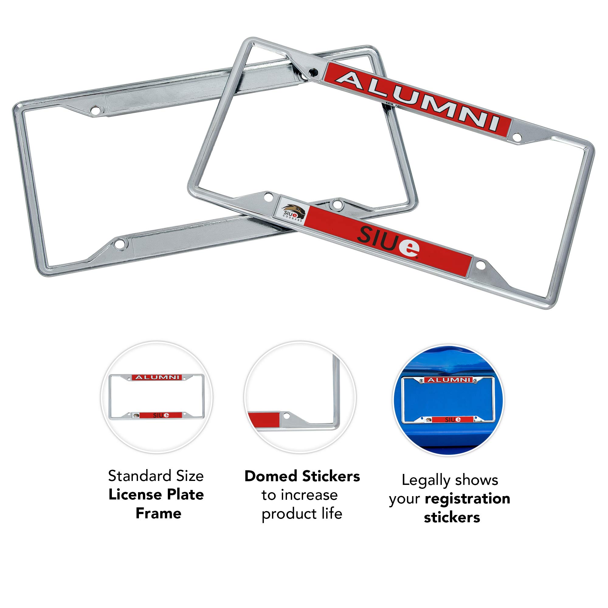SIUE Cougars Alumni Metal License Plate Frame - Desert Cactus Design Car Tag Holder for Front/Rear Bumper - Perfect for SIU Edwardsville Graduates & Fans - Show School Pride on Your Vehicle