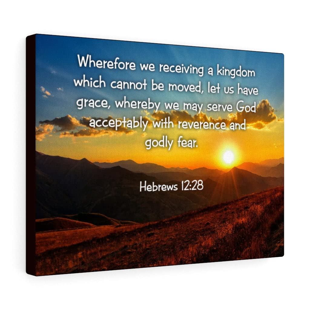 Hebrews 12:28 KJV Bible Verse Wall Art - Christian Scripture Print for Home Decor - Ready to Hang Inspirational Gift for Weddings, Church & Family Rooms