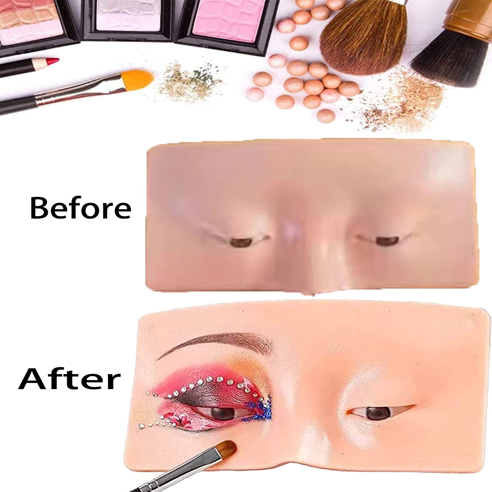 BUCICE Silicone Makeup Practice Face Board - Reusable Bionic Skin for Eyes & Face Makeup Training - Easy to Clean Mannequin Pad - Perfect for Beginners & Professionals at Home or Salon