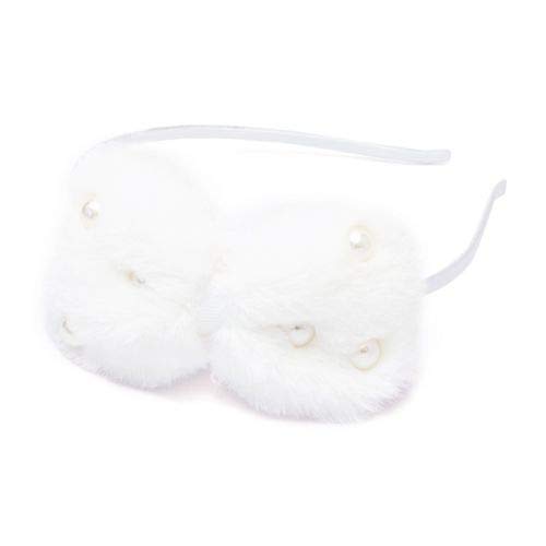 BAKEFY 2-Piece Faux Fur Pearl Hair Band Set - Winter Plush Padded Headbands with Faux Pearls, Korean Style Skinny Hair Hoops for Women & Girls - Perfect for Parties, Weddings, and Daily Fashion Accessories