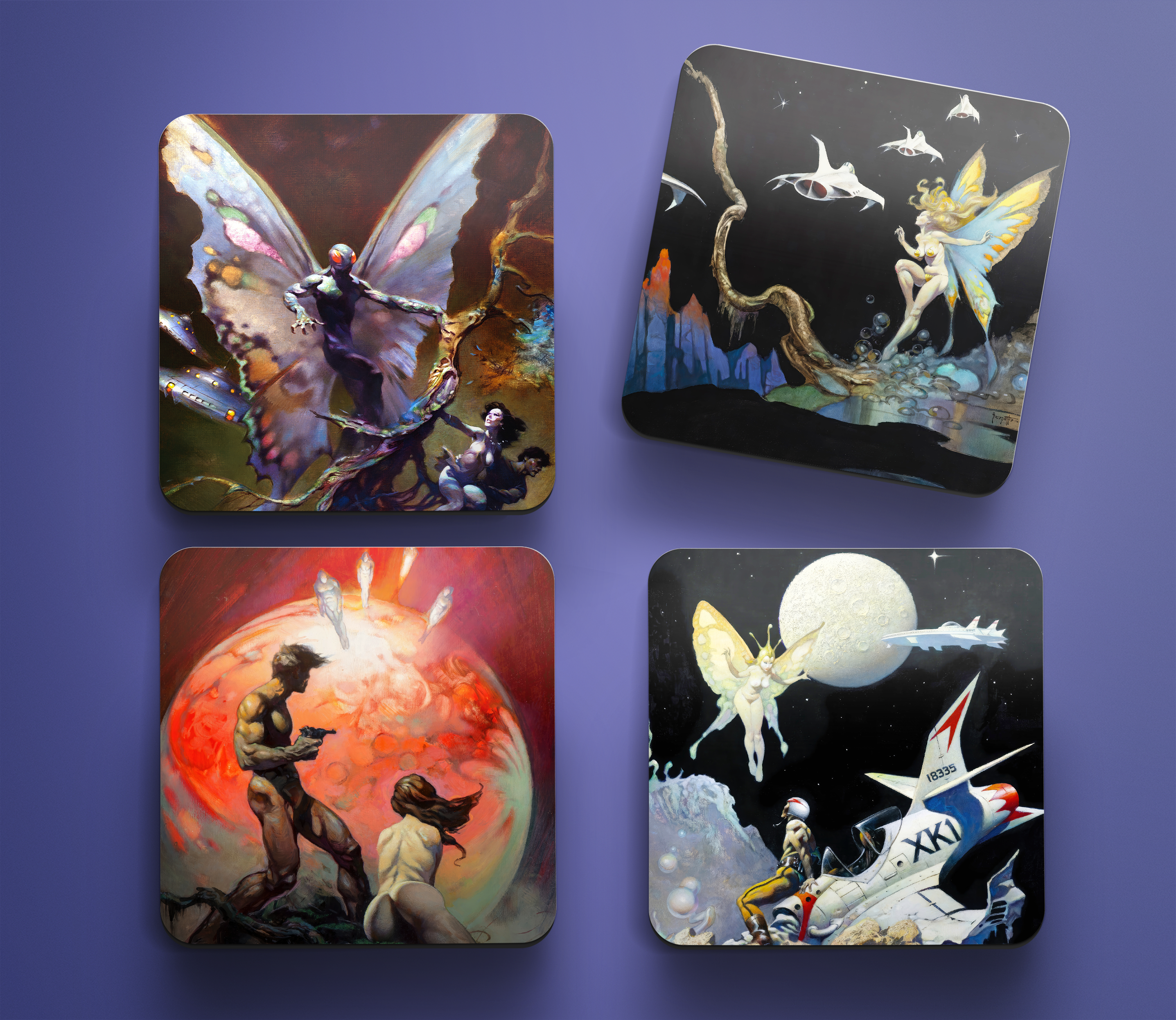 Sci-Fi Themed Coasters Set - 6 Pack Non-Slip Drink Coasters for Gaming, Movie Nights & Home Decor - Perfect for Coffee Tables & Geek Gifts