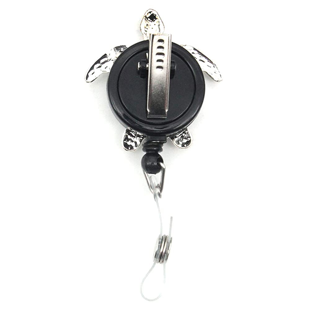 Aquamarine Enamel Sea Turtle Retractable ID Badge Reel with Name Card Holder - Nurse Lanyard for Hospital, Office & School Use