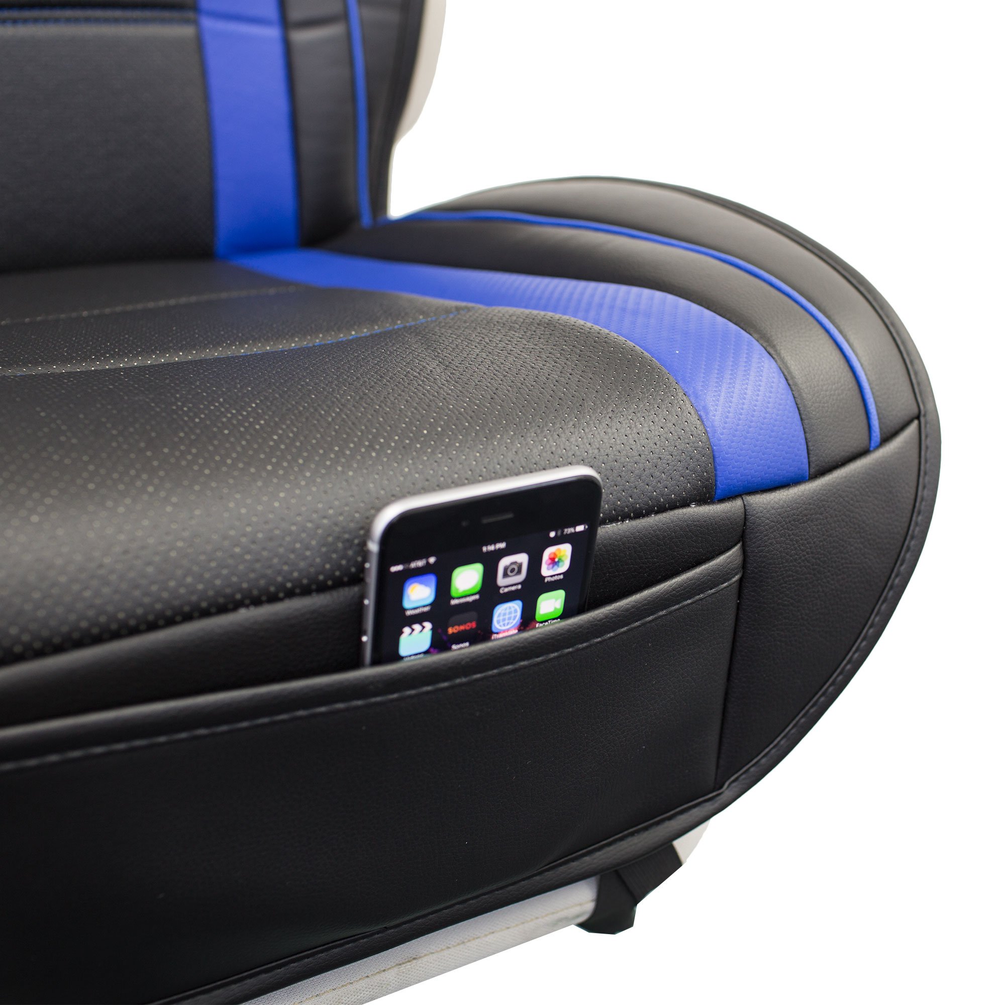 TLH Futuristic Blue Leather Seat Cushions - Universal Fit Car Seat Protector for Cars, Trucks & SUVs | Premium Automotive Interior Accessories for Comfort & Style