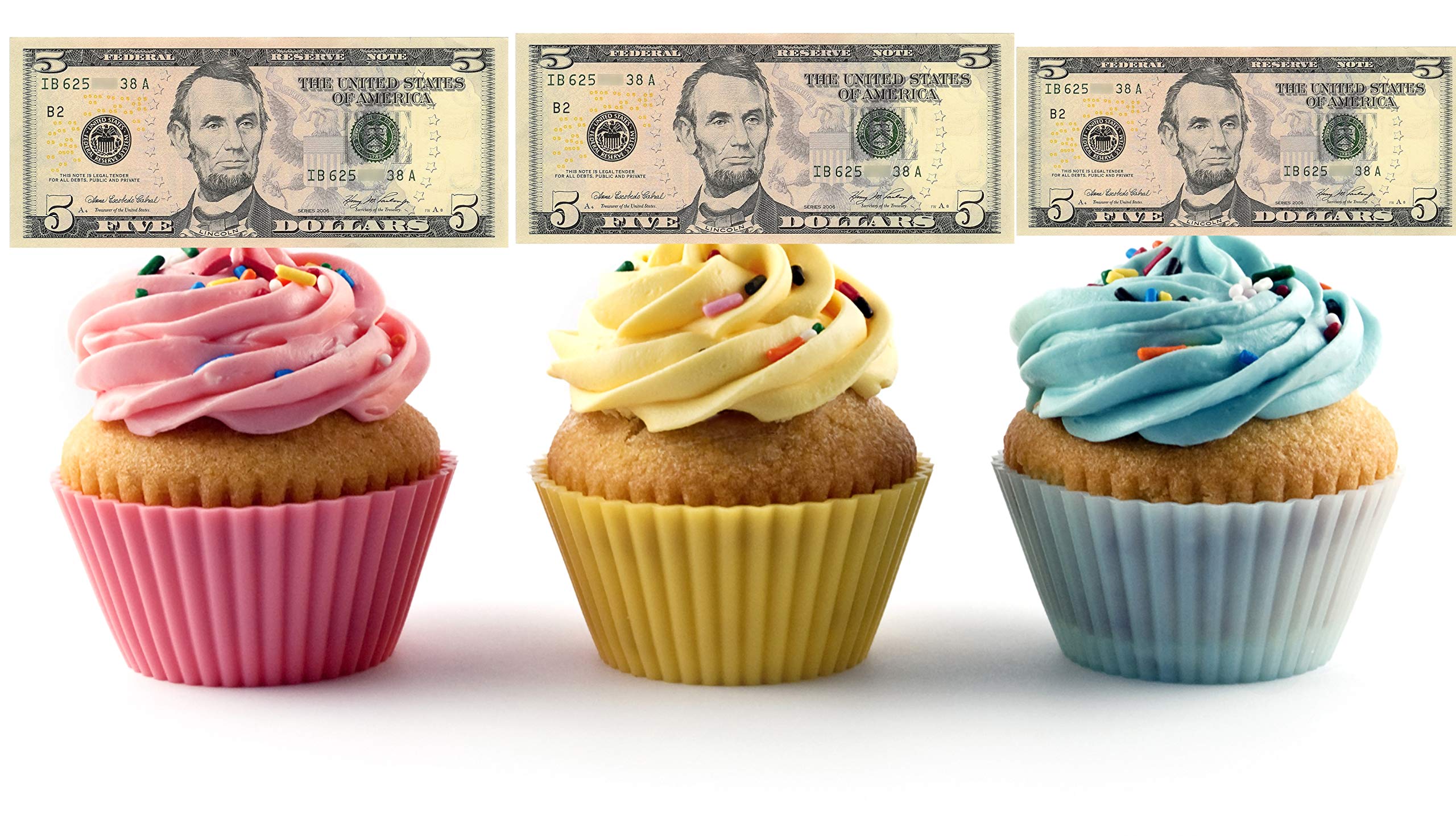 24 Uncut $5 Edible Money Wafer Paper Sheets for Cake & Cupcake Decorating - Fake Currency for Birthday, Themed Parties & Baking Fun