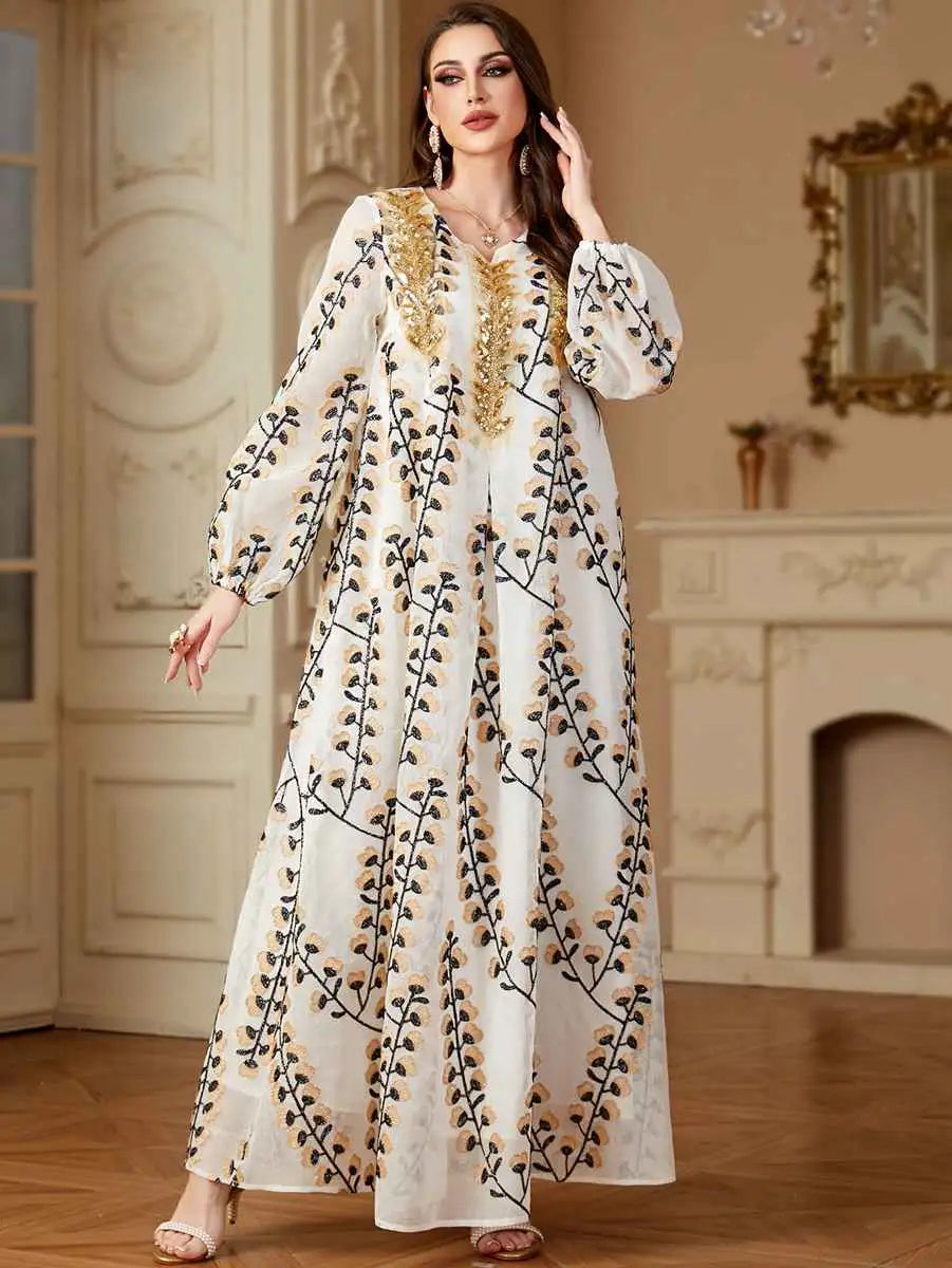 Elegant Embroidered Eid Caftan Dress for Women - Perfect for Weddings, Parties & Special Occasions | Breathable Fabric & Flowy Design for Comfortable Celebrations