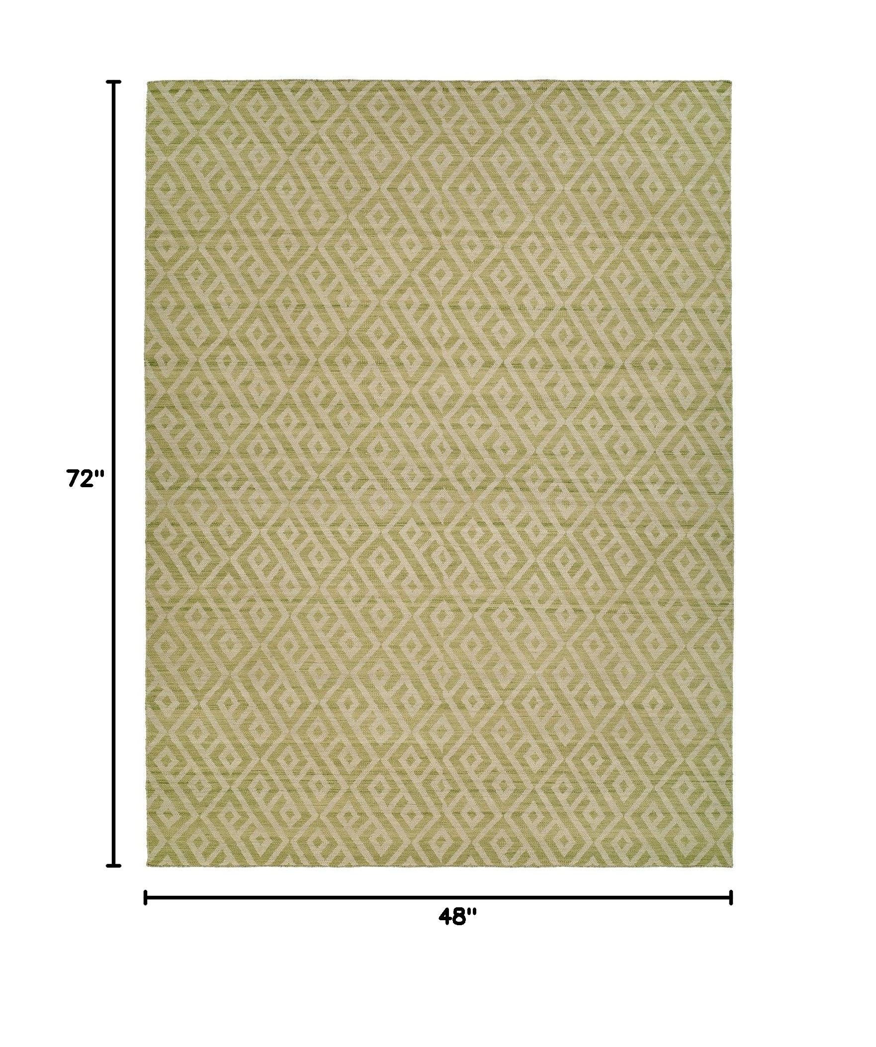 Kalaty EN-920 46 Endura 4' x 6' Area Rug in Thyme/Linen - Durable Low-Pile Rug for Living Room, Bedroom & High-Traffic Areas