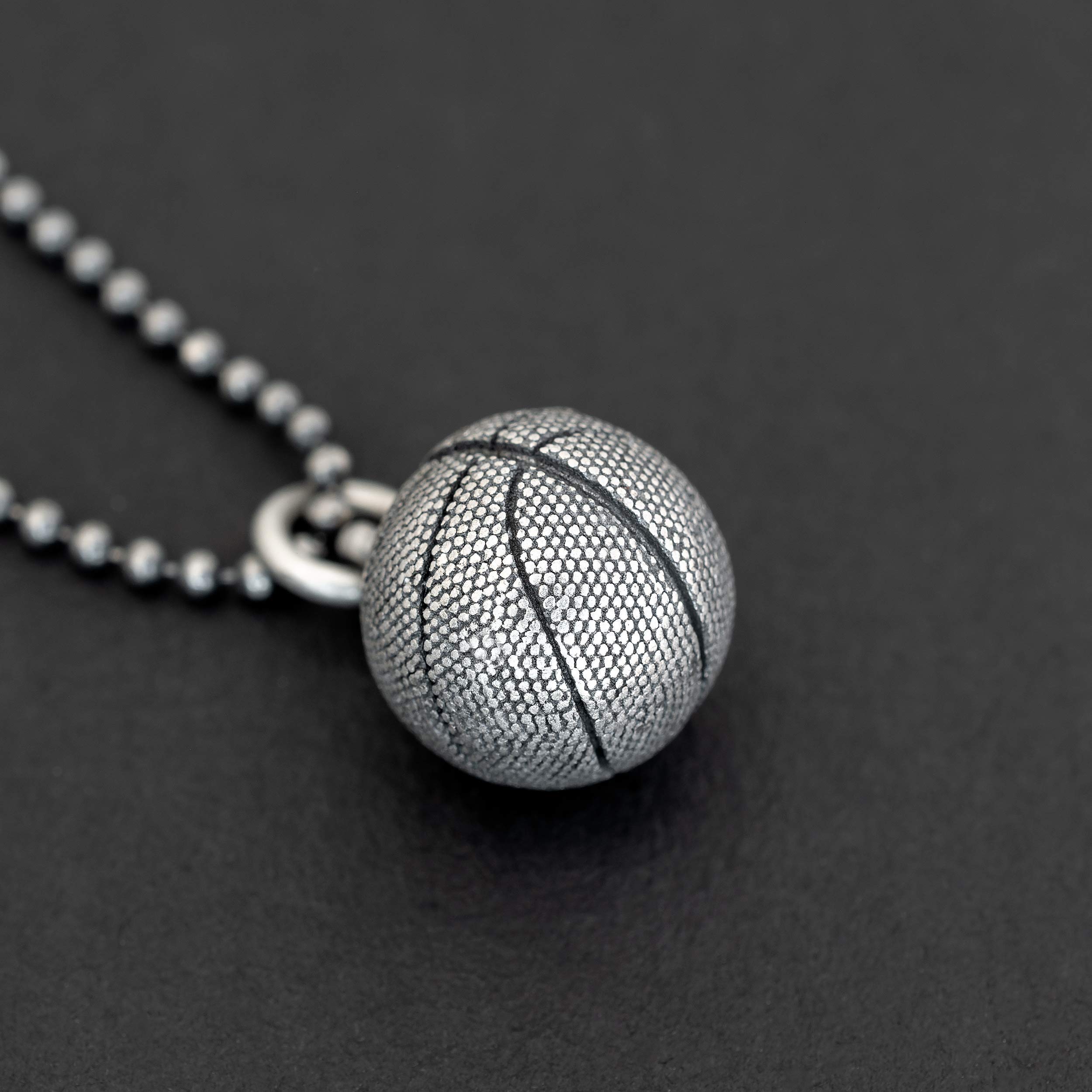 Handmade Sterling Silver Basketball Pendant Necklace for Men - Durable Chain Necklace for Sports Fans & Casual Wear