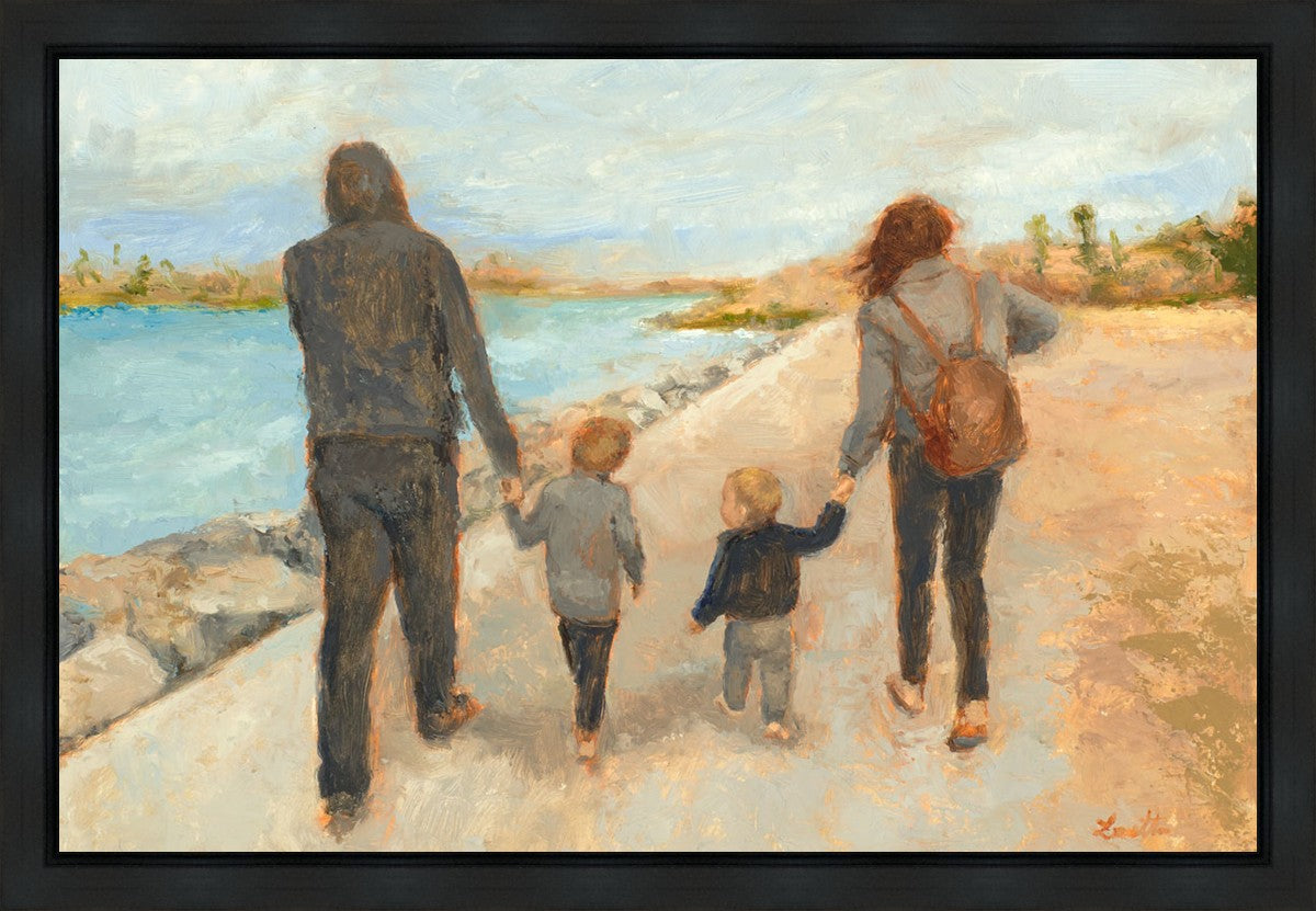 Family Walk On The Beach Gallery Wrap Canvas - Premium Wall Art for Living Room, Bedroom & Office Decor - Perfect Coastal Home Decor & Beach House Wall Art