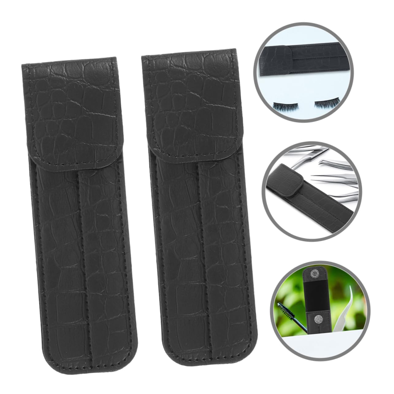 Premium 2-Pack PU Leather Eyelash Extension Tweezers Holder with Magnetic Closure - Safe Storage Pouch for Lash Artists & Beauty Professionals - Perfect for Salon, Travel, and Home Organization