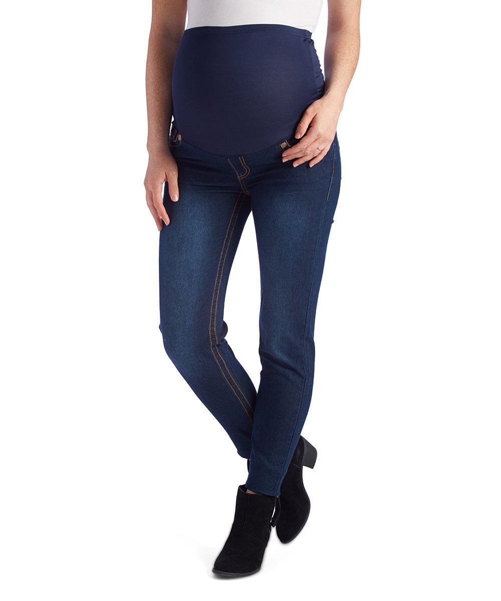 RUMOR HAS IT Maternity Embroidered Pocket Skinny Over The Belly Jeans - Comfortable Stretch Denim Pants for Pregnant Women - Perfect for Work, Casual Outings & Everyday Wear