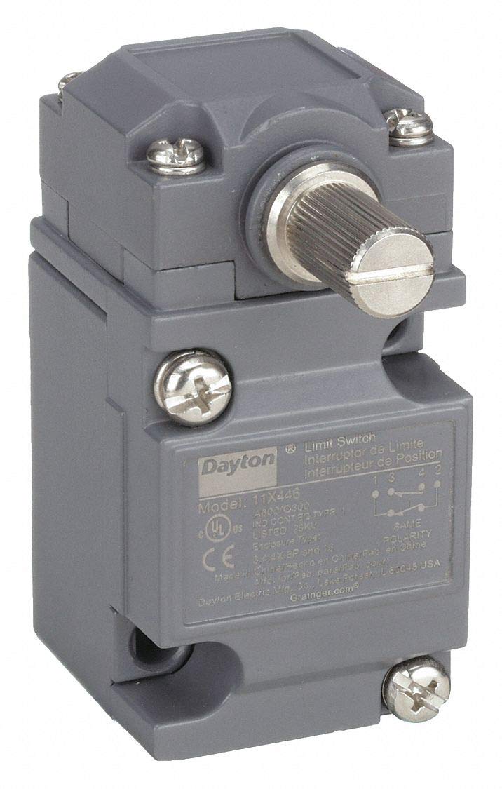 Dayton 11X446 SPDT Limit Switch with CW/CCW Rotary Head - Perfect for Industrial Automation & CNC Machine Safety Controls