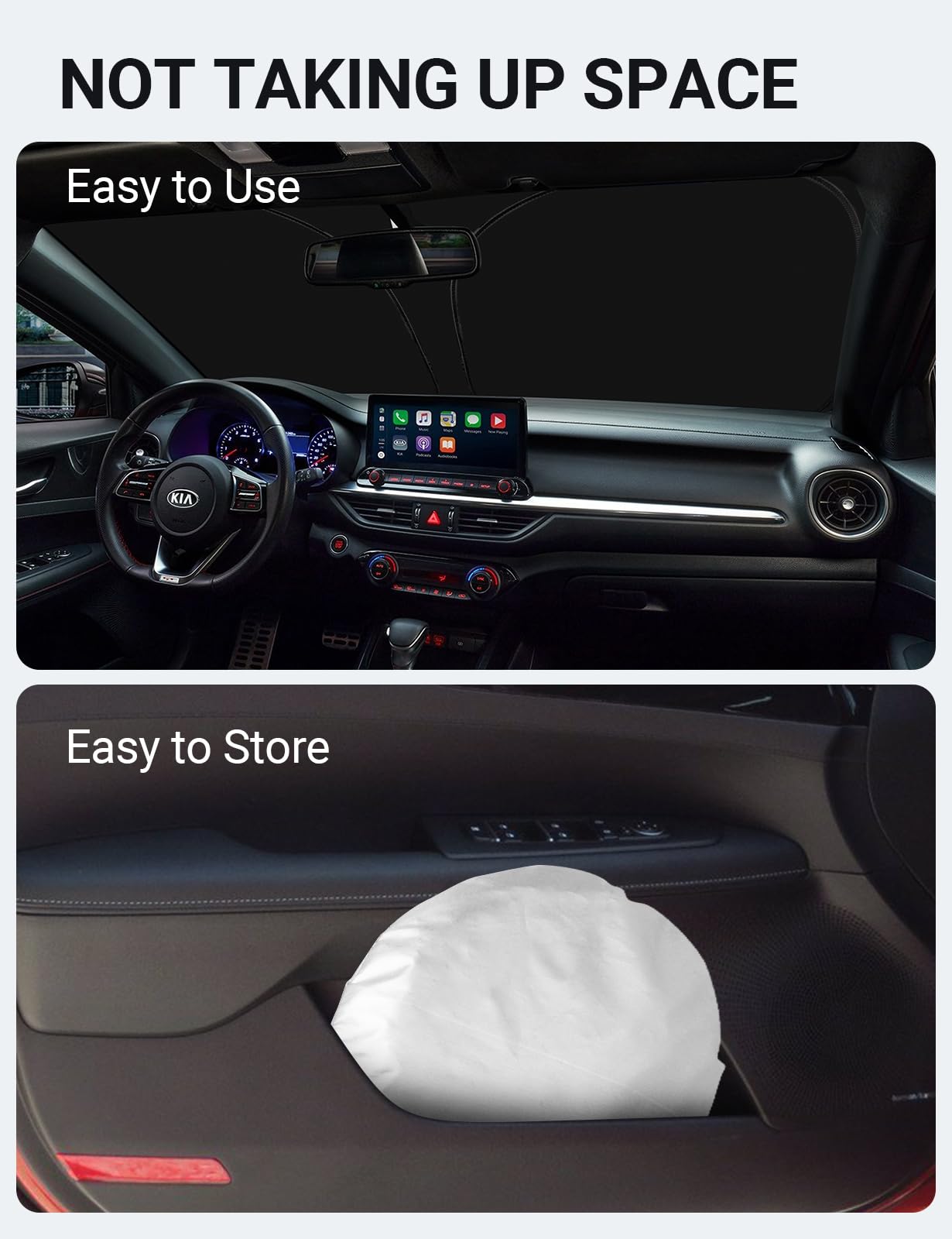 Proadsy Foldable Front Windshield Sunshade Protector - Custom Fit for 2019-2025 Kia Forte | UV Ray & Heat Blocking Car Sun Visor | Perfect for Summer Parking & Road Trips