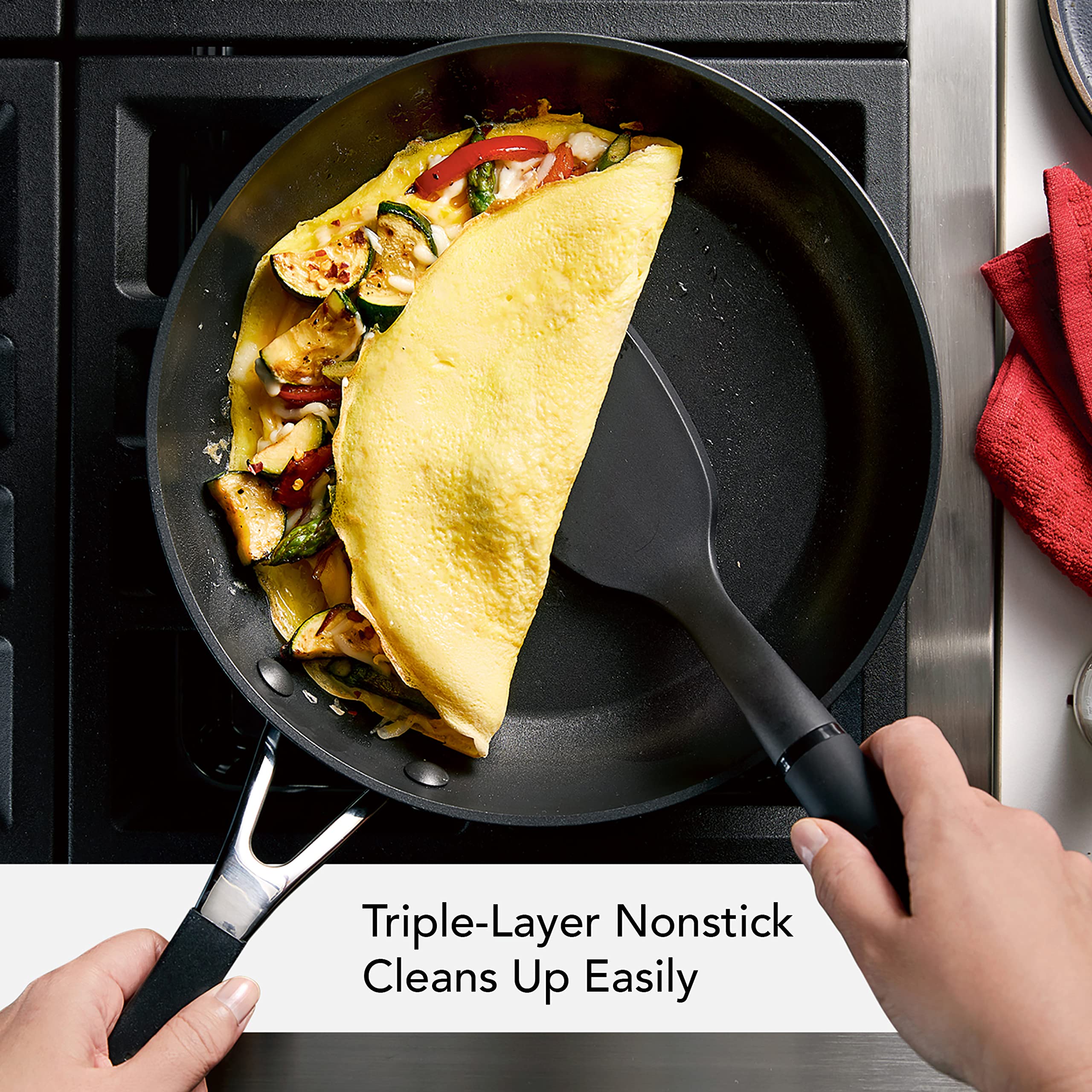 KitchenAid Hard Anodized Nonstick Frying Pan Set - 8.25 & 10 Inch Skillets, Onyx Black - Perfect for Sautéing, Frying & Cooking Eggs, Pancakes & More