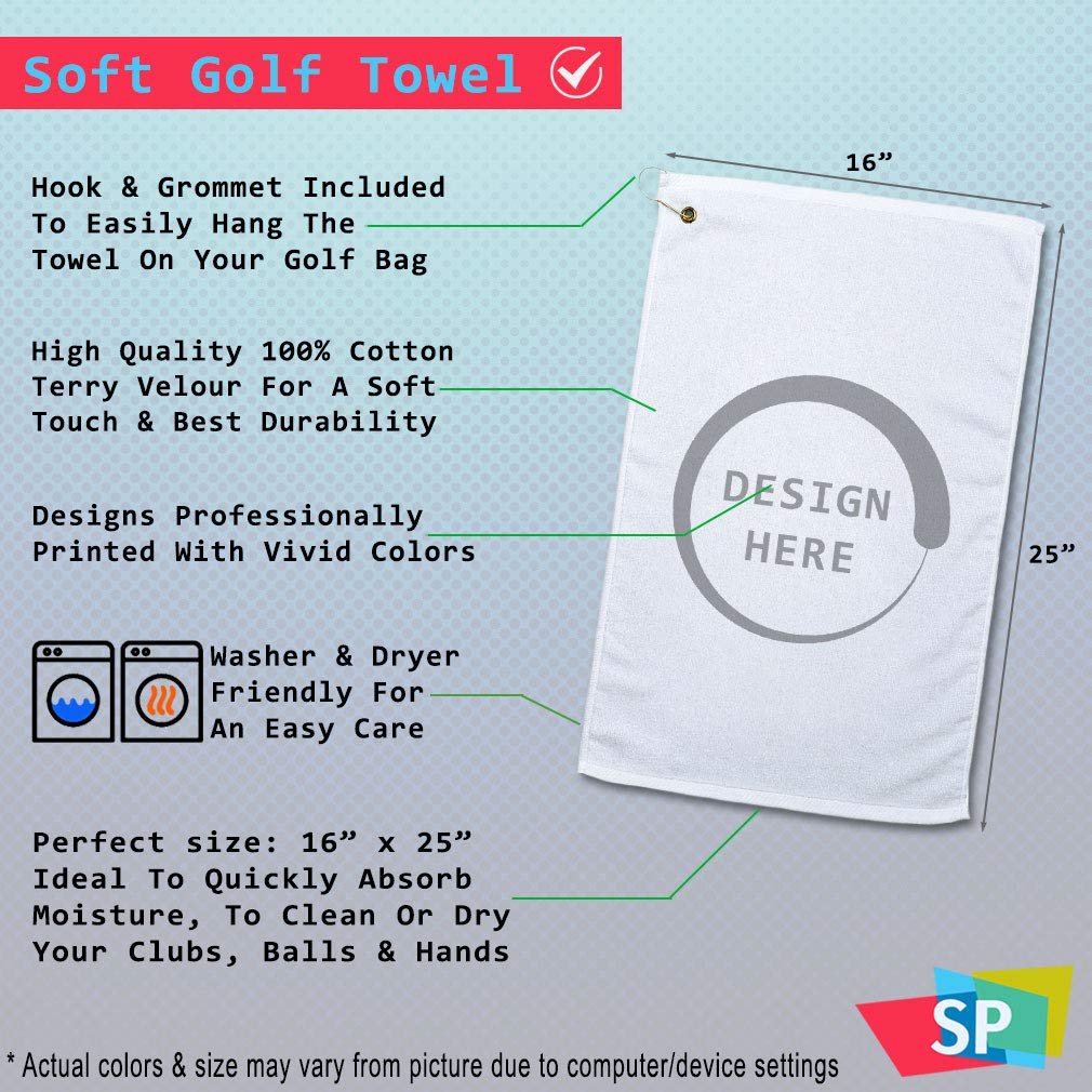 Stylish Printed Golf Towel with Rhino Design - Premium Cotton Bag Accessory for Golfers | Perfect for Golf Courses, Driving Ranges & Sports Gyms