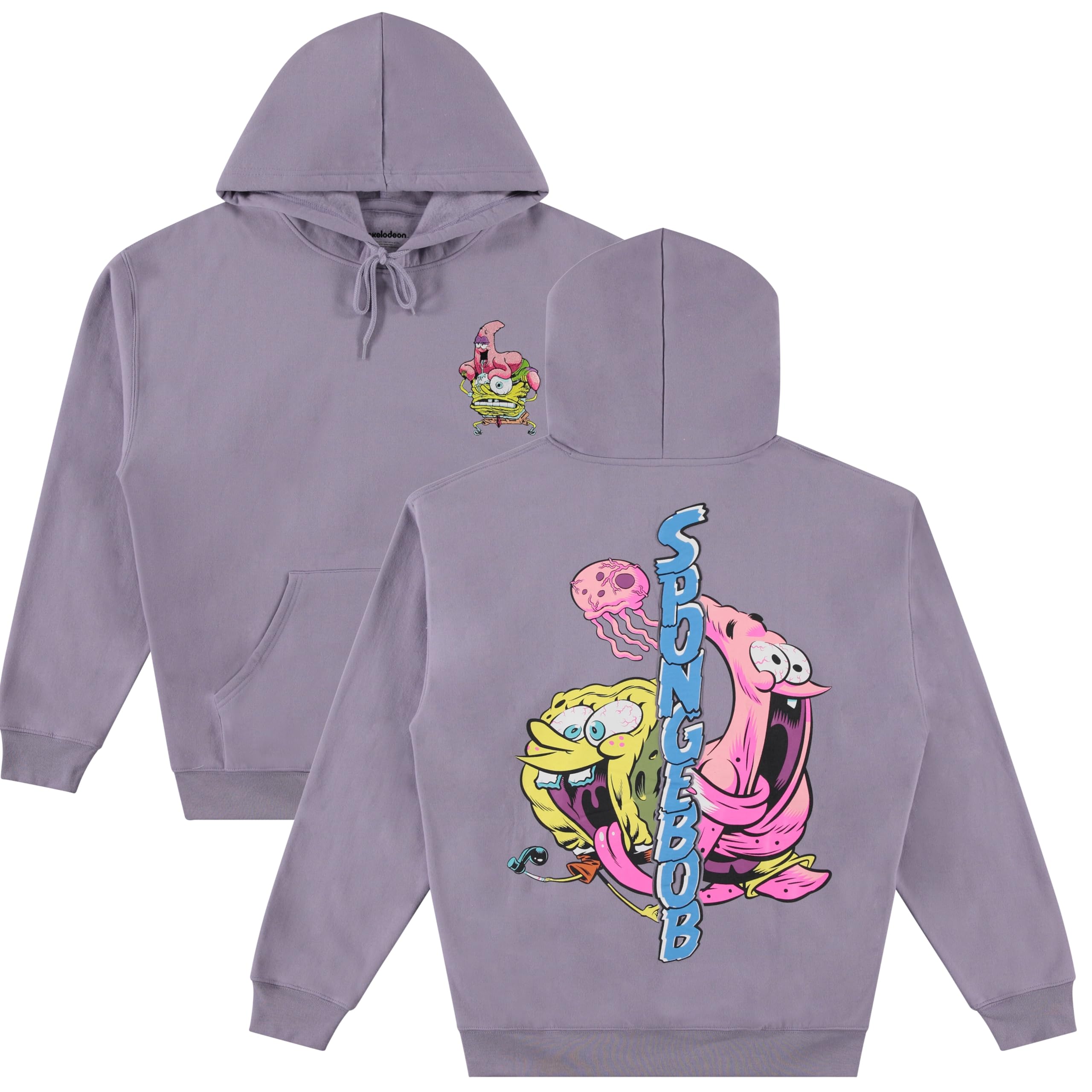SpongeBob SquarePants Men's Graphic Print Hooded Sweatshirt - Cartoon Character Pullover for Casual Wear & Fan Gifts