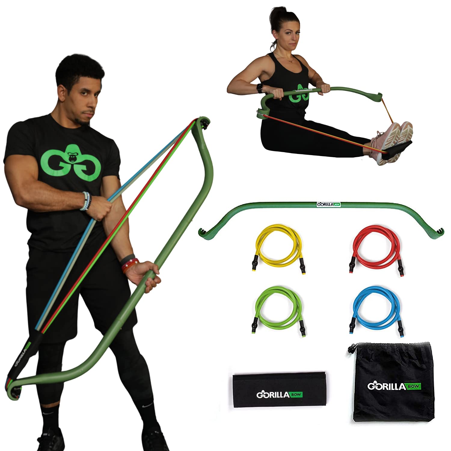 Gorilla Bow Original Portable Home Gym - Resistance Bands & Bar System for Full Body Workouts, Weightlifting & Travel Fitness | Home & Gym Exercise Equipment for Strength Training & Muscle Building