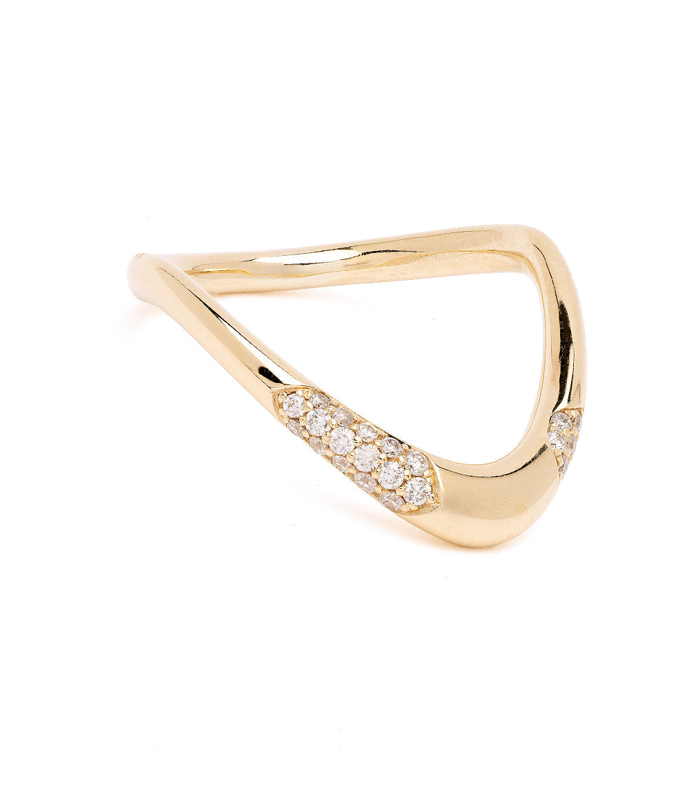 Large Melt Band With Pave Diamond Patches - Elegant Stackable Ring for Women, Perfect for Weddings, Anniversaries & Everyday Wear