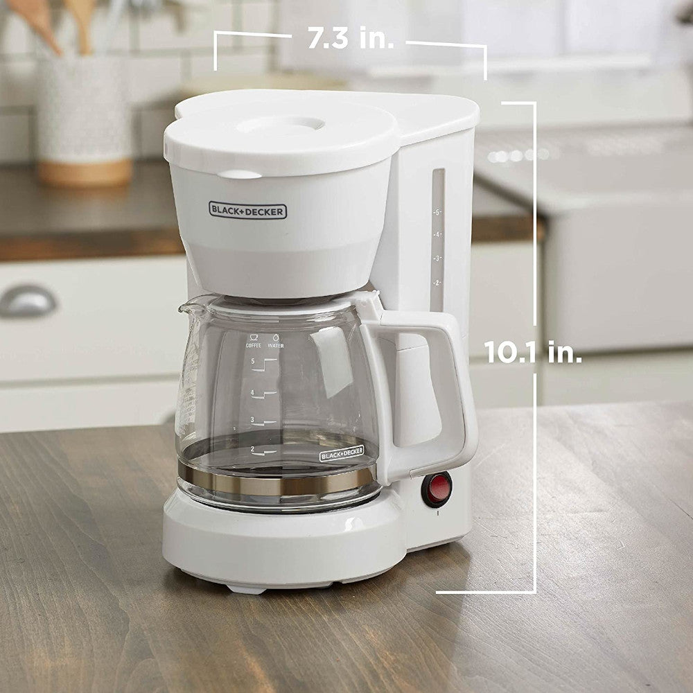 BLACK+DECKER 5 Cup Programmable Coffee Maker with Auto Shut-Off - DCM600W Certified Refurbished with Full Warranty - Perfect for Home, Office & Small Kitchens