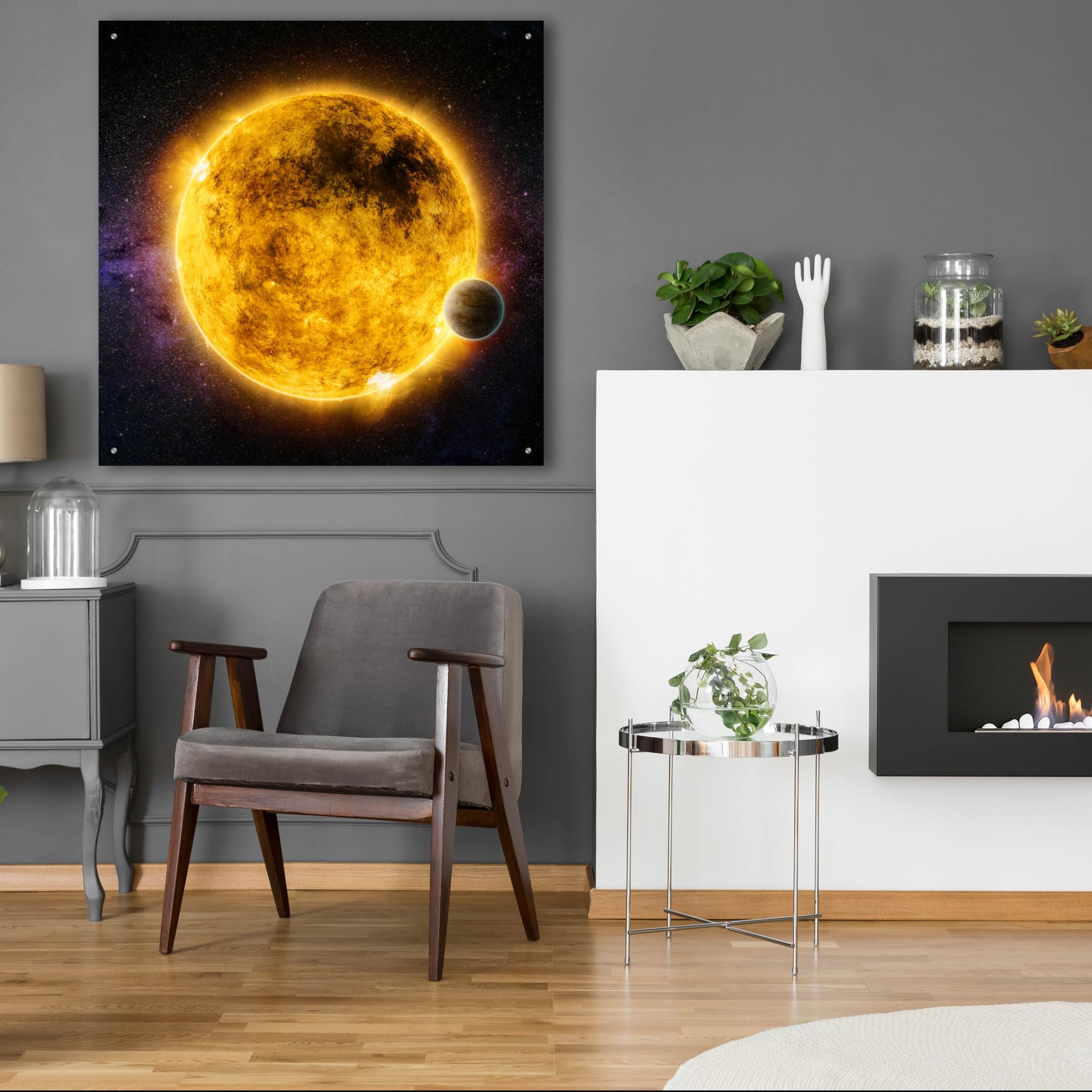 Epic 'Older Sun-Like Star' Acrylic Glass Wall Art - 36x36 Inches Modern Abstract Painting for Living Room, Bedroom & Office Decor