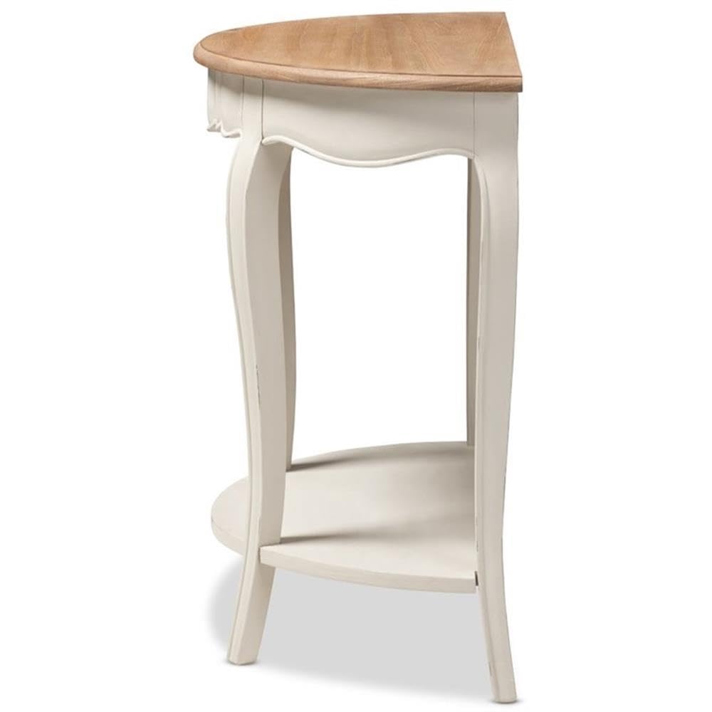BOWERY HILL White and Natural Brown Wooden Console Table - Entryway Sofa Table, Hallway Accent Table for Living Room & Bedroom Decor