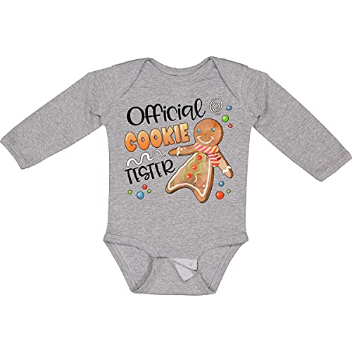 Inktastic Official Cookie Tester Cute Gingerbread Print Long Sleeve Baby Bodysuit - Perfect for Christmas, Holiday Photos & Winter Family Gatherings