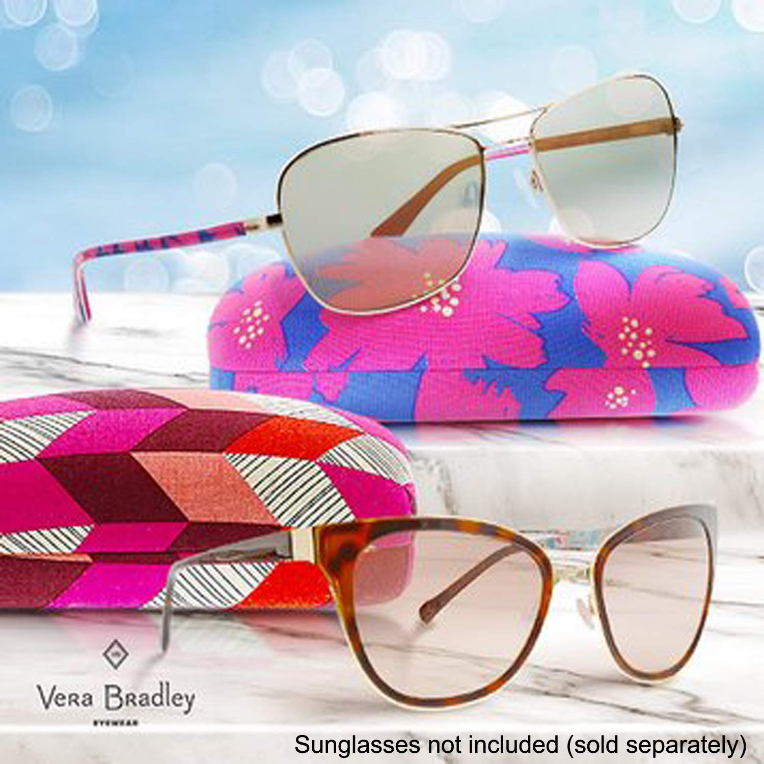 Vera Bradley Sunglasses & Eyeglasses Hard Shell Protective Case - Stylish Clamshell Design for Travel, Beach & Everyday Use