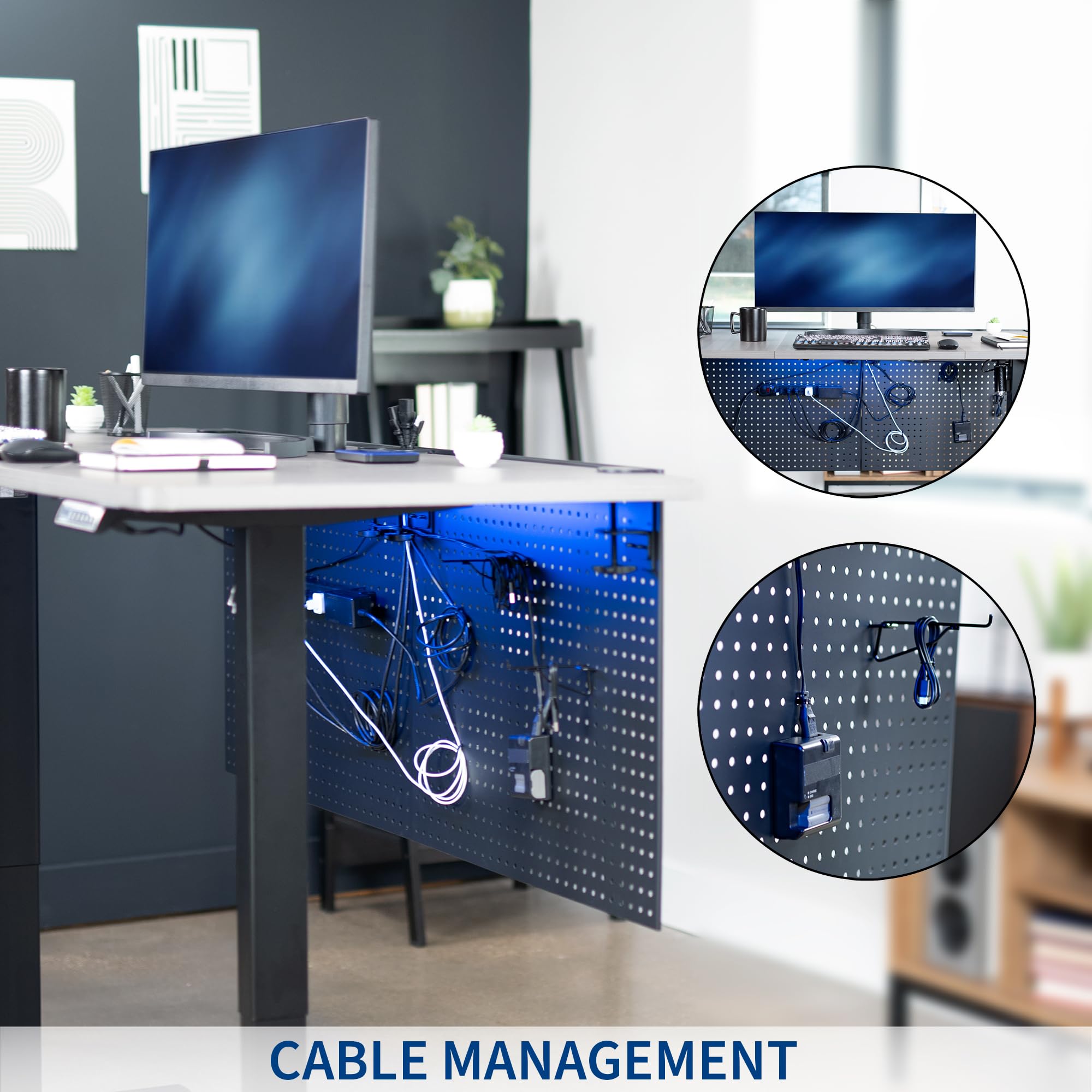 VIVO Steel Clamp-on Desk Pegboard 60x24 Inch - Magnetic Office Organizer with Privacy Panel - Black (PP-DK30B-2) - Perfect for Home Office, Workspace Organization & Under Desk Storage Solutions