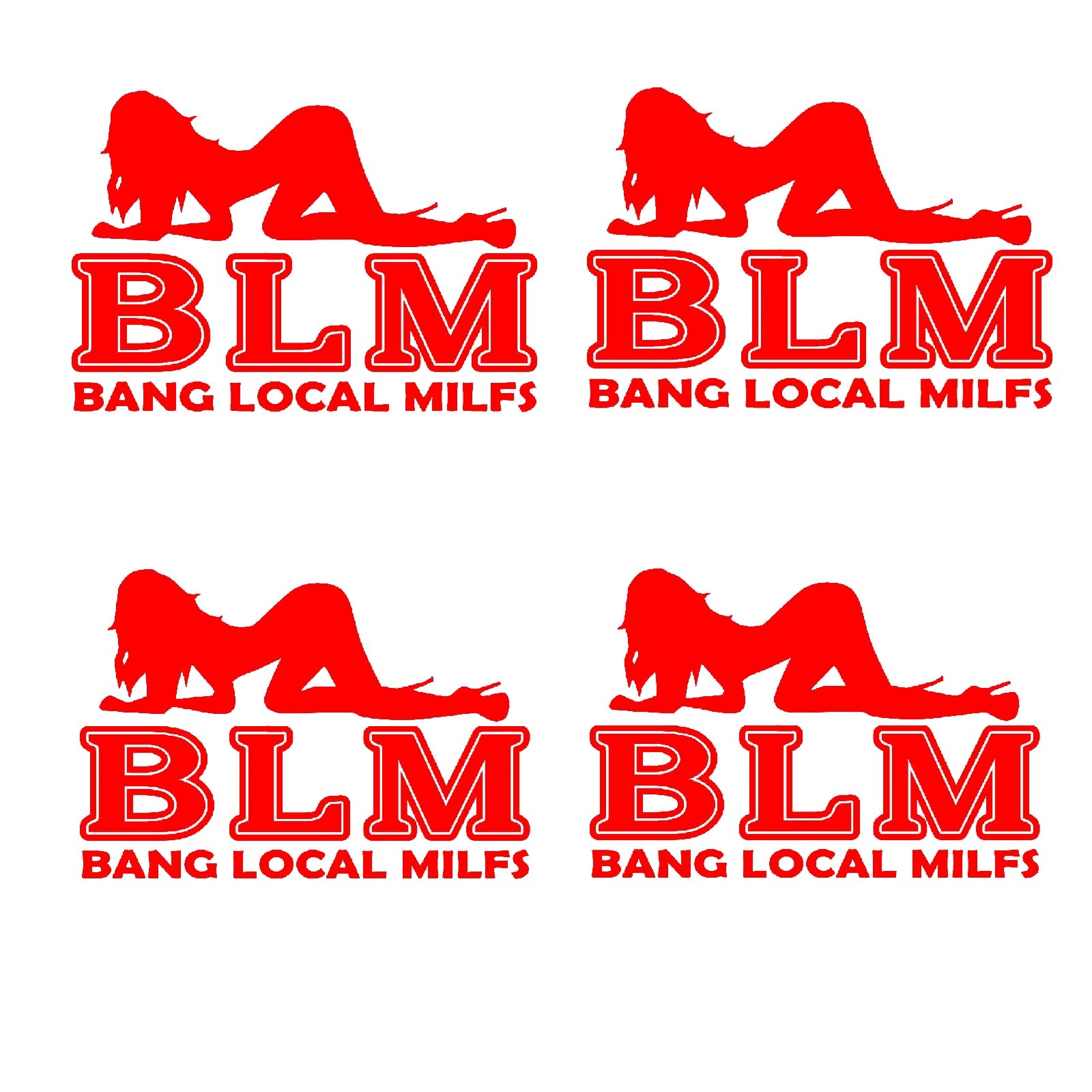 BLM Bang Local Milfs Stickers - 4PCS Funny Nude Ladies Vinyl Die-Cut Decals for Car Bumpers, Windows, Trucks & Laptops - Red Color - Perfect for Prank Gifts, Car Accessories & Office Humor