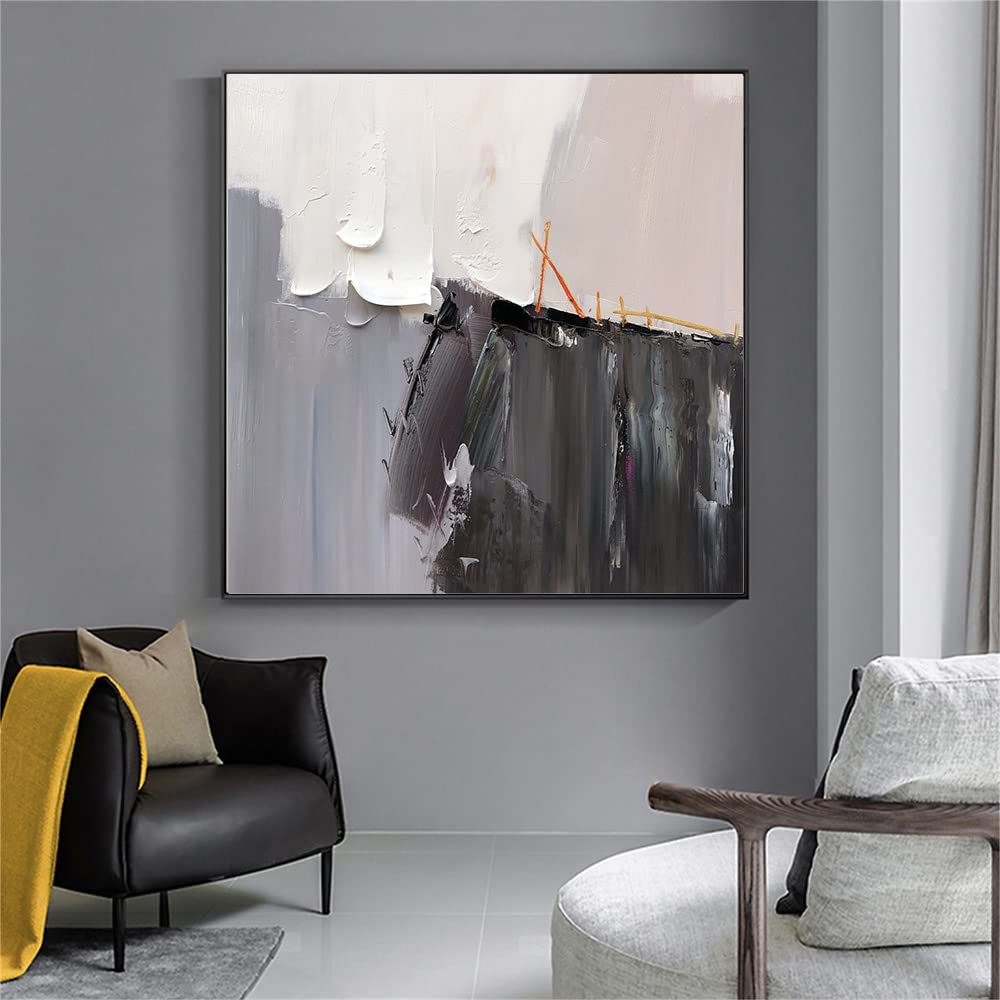 100% Hand-Painted Original Oil Painting - Modern Abstract Pink Flower Artwork 40x40 Inches, Frameless Canvas Wall Decor for Living Room, Bedroom & Office | Modern Minimalist Home Decor