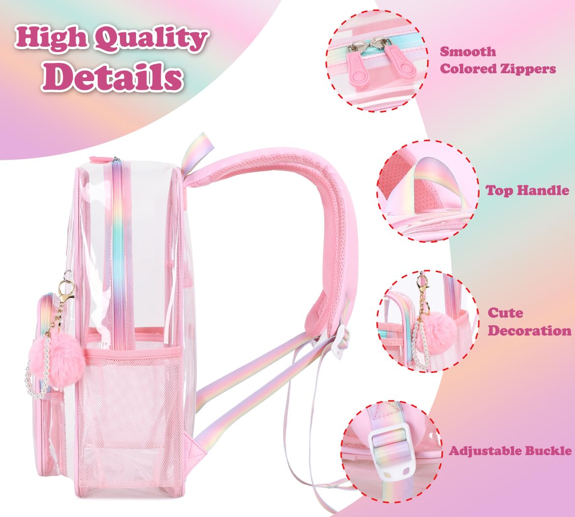 Clear Backpack for Women & Girls - Heavy Duty Transparent School Backpack, See Through Bookbag for Work, Stadium Security & Travel - Perfect for School, Office, Concerts & Airport Security