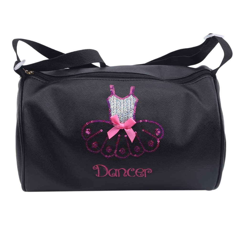 GloryMM Ballet Dance Shoe Bag - Elegant Embroidery Shoulder Handbag for Kids & Ballerinas - Perfect for Dance Classes, Recitals & Ballet Practice (Black)